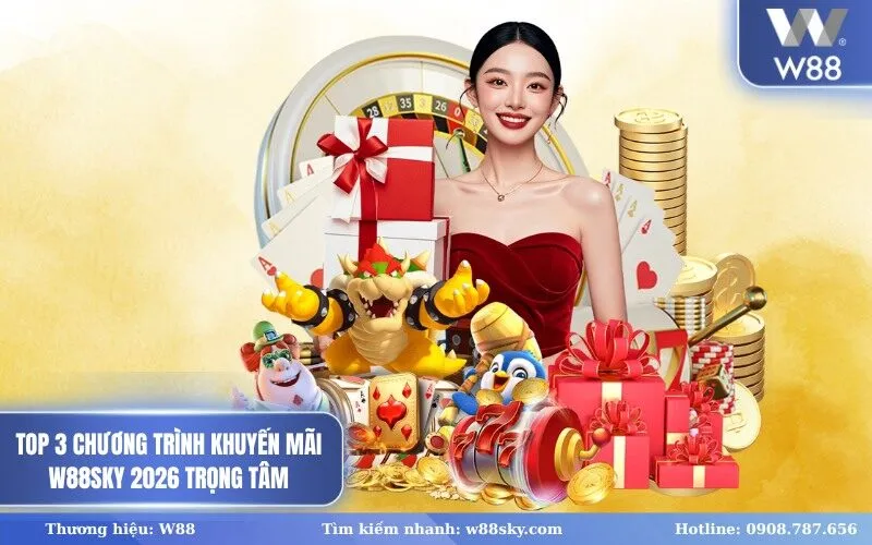 Top 3 chương trình khuyến mãi W88SKY 2026 trọng tâm